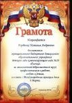 Грамота  МБДОУ  ДСКВ  за  добросовестный  труд